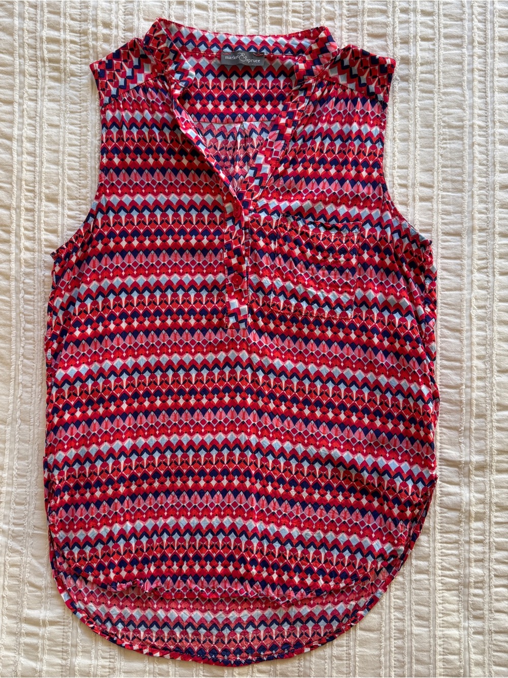 Market & Spruce Sleeveless Popover V-Neck Top, XS